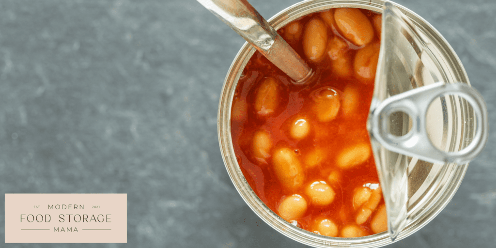 canned beans for food storage and emergency food