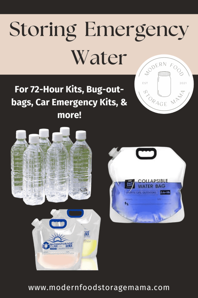 Storing emergency water for your 72-hour kit, bug-out-bag, car emergency kits, etc