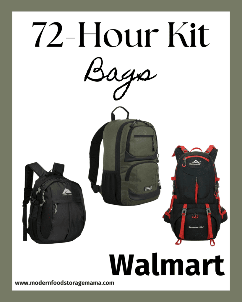 72-hour kit evacuation bag, go bag, bug out bag, ideas for bags to use.