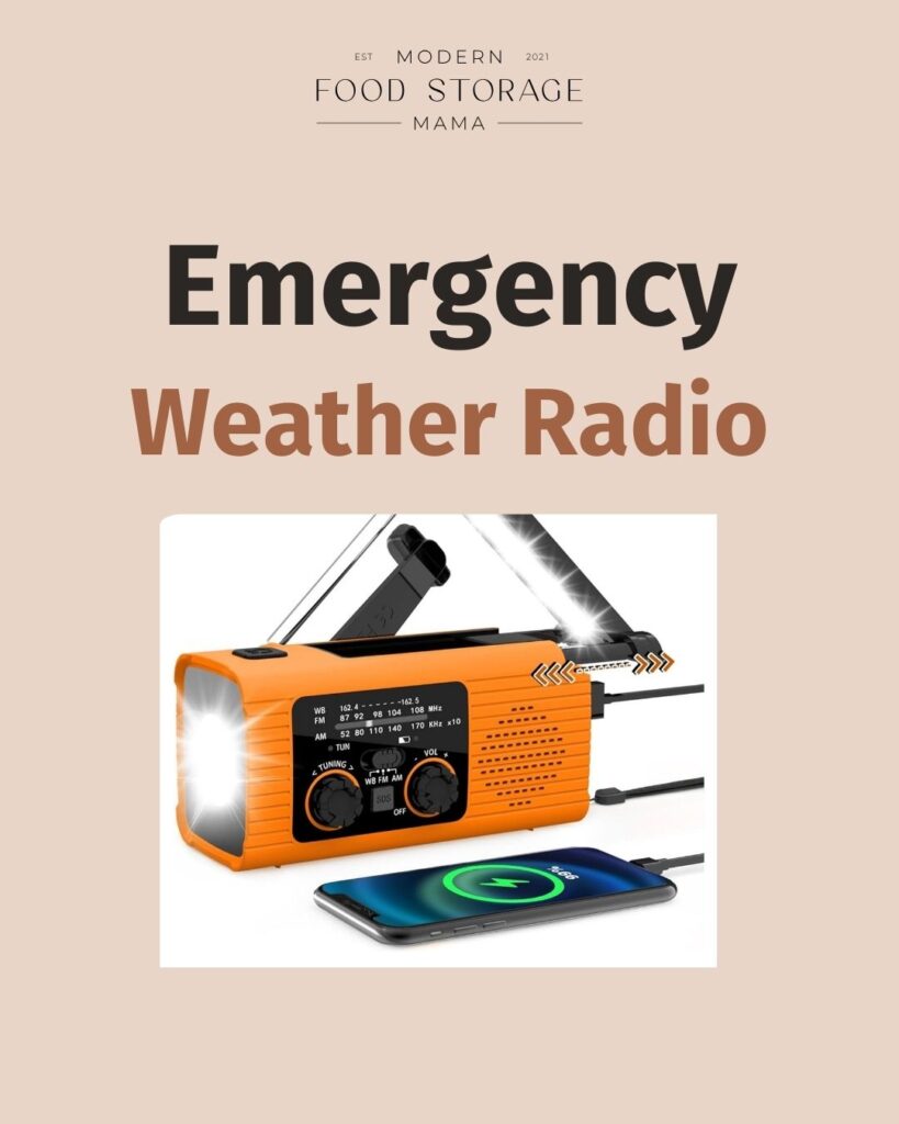Emergency weather radio with solar charger and light